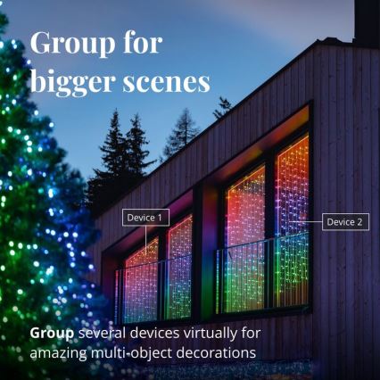 Twinkly - Світлодіодний RGBW димований зовнішній різдвяний занавіс CURTAIN 210xLED 6,1м IP44 Wi-Fi