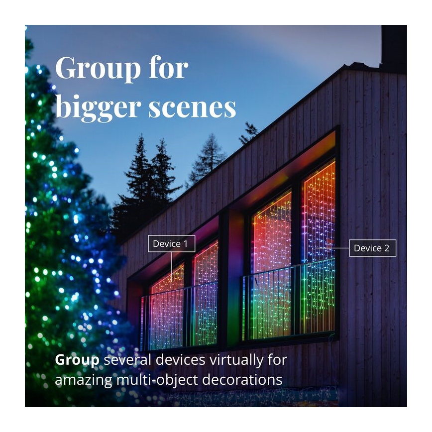 Twinkly - Світлодіодний RGBW димований зовнішній різдвяний занавіс CURTAIN 210xLED 6,1м IP44 Wi-Fi