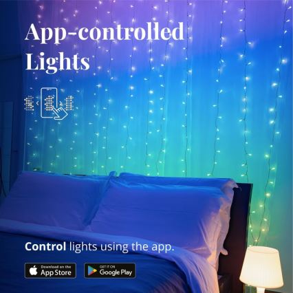 Twinkly - Світлодіодний RGBW димований зовнішній різдвяний занавіс CURTAIN 210xLED 6,1м IP44 Wi-Fi