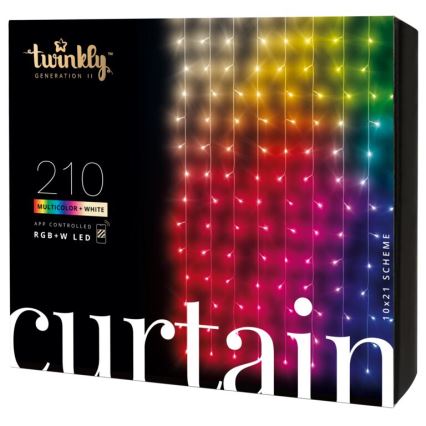 Twinkly - Світлодіодний RGBW димований зовнішній різдвяний занавіс CURTAIN 210xLED 6,1м IP44 Wi-Fi