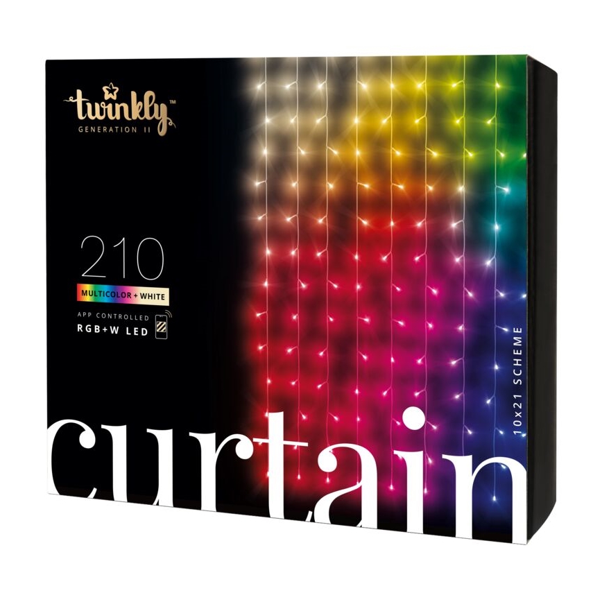Twinkly - Світлодіодний RGBW димований зовнішній різдвяний занавіс CURTAIN 210xLED 6,1м IP44 Wi-Fi
