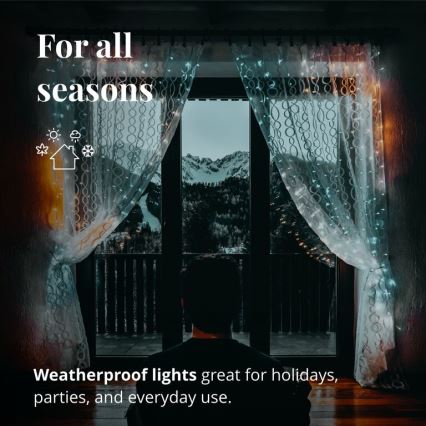 Twinkly - Светодиодная уличная рождественская RGBW гирлянда-водопад с регулированием яркости CURTAIN 210xLED 6,1 м IP44 Wi-Fi