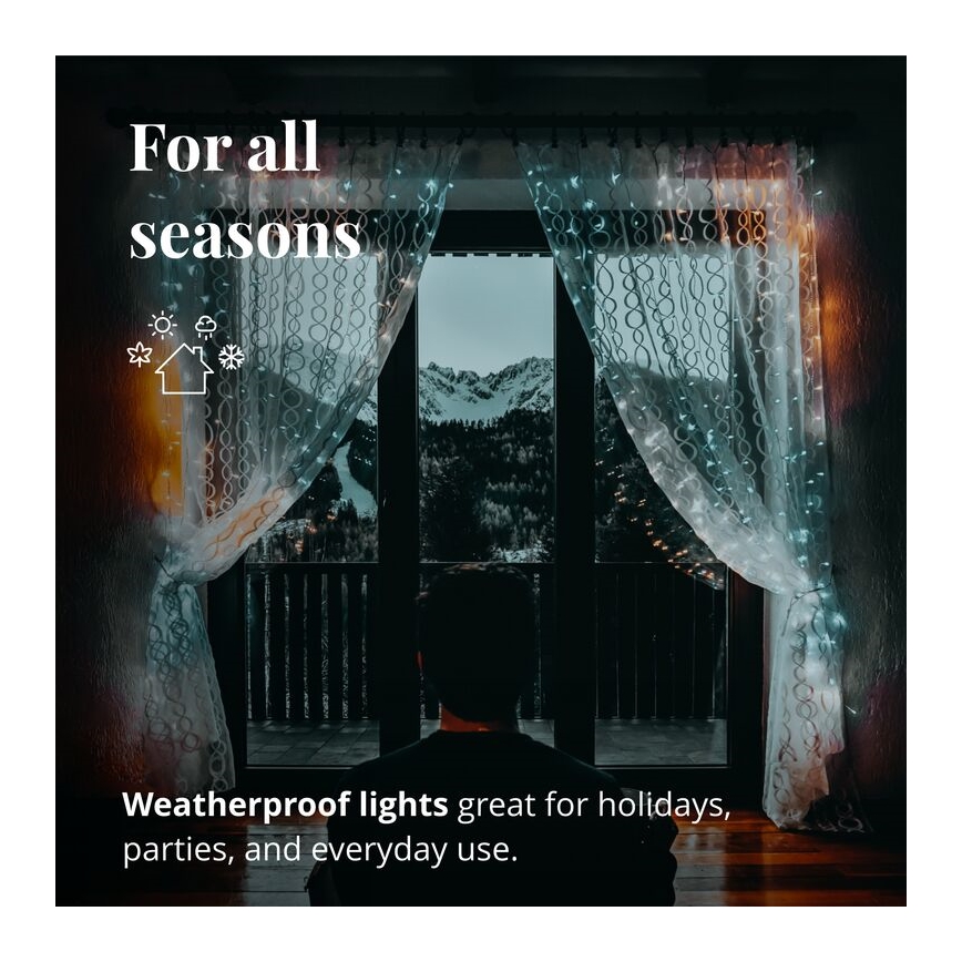 Twinkly - Светодиодная уличная рождественская RGBW гирлянда-водопад с регулированием яркости CURTAIN 210xLED 6,1 м IP44 Wi-Fi