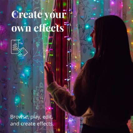 Twinkly - Светодиодная уличная рождественская RGBW гирлянда-водопад с регулированием яркости CURTAIN 210xLED 6,1 м IP44 Wi-Fi