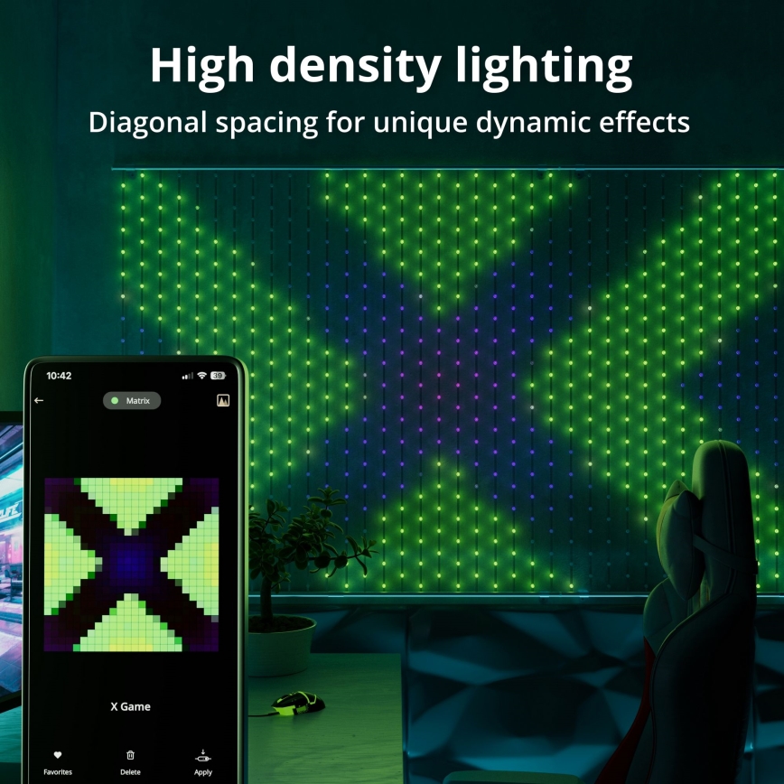 Twinkly - LED RGB Вулична різдвяна гірлянда-штора з регулюванням яскравості MATRIX 480xLED 1x1 м Wi-Fi