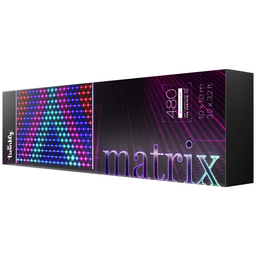 Twinkly - LED RGB Вулична різдвяна гірлянда-штора з регулюванням яскравості MATRIX 480xLED 1x1 м Wi-Fi