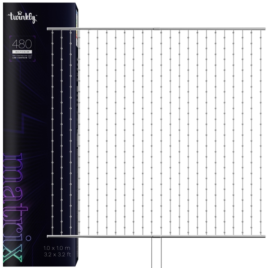 Twinkly - RGB LED регульований різдвяний занавіс MATRIX 480xLED 1x1 м Wi-Fi