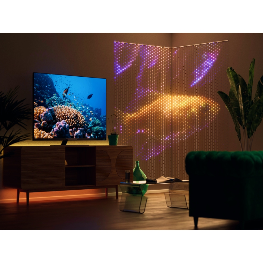 Twinkly - Светодиодная рождественская RGB гирлянда-водопад с регулированием яркости MATRIX 480xLED 1x1 м Wi-Fi