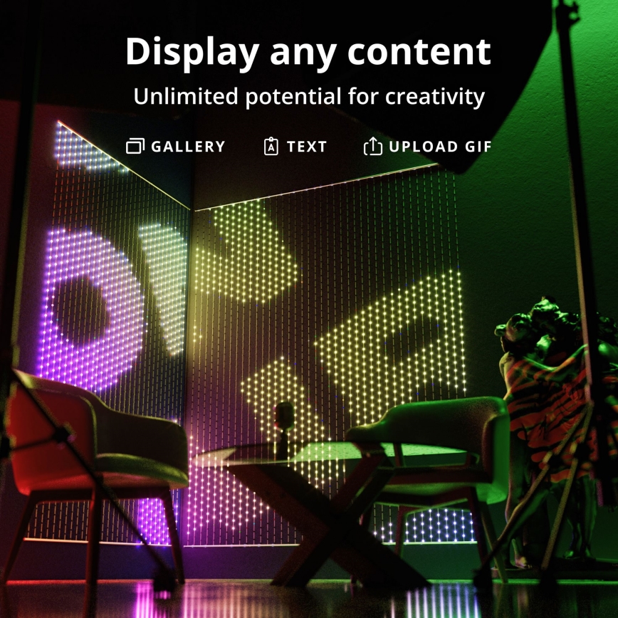 Twinkly - Светодиодная рождественская RGB гирлянда-водопад с регулированием яркости MATRIX 480xLED 1x1 м Wi-Fi