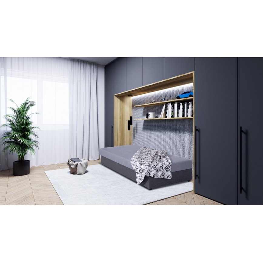 Обитая кушетка с местом для хранения JACOB XL, грузоподъемность 130 кг, 90x200 см, серая