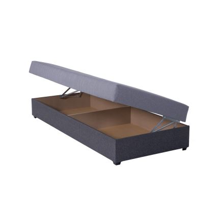 Обитая кушетка с местом для хранения JACOB XL, грузоподъемность 130 кг, 90x200 см, серая