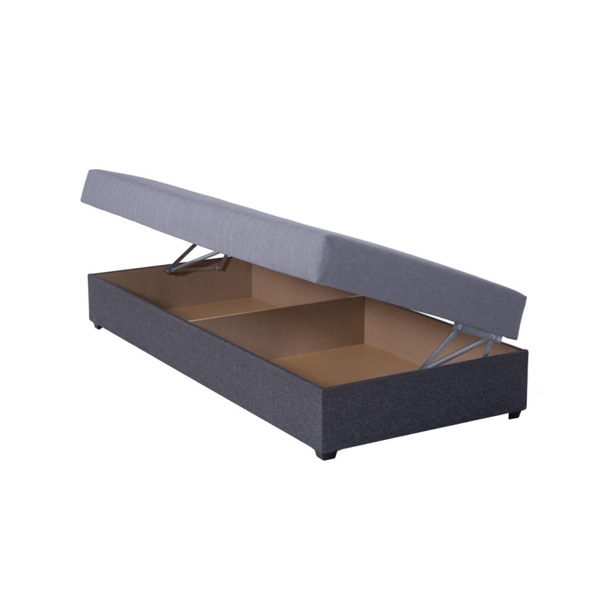 Обитая кушетка с местом для хранения JACOB XL, грузоподъемность 130 кг, 90x200 см, серая