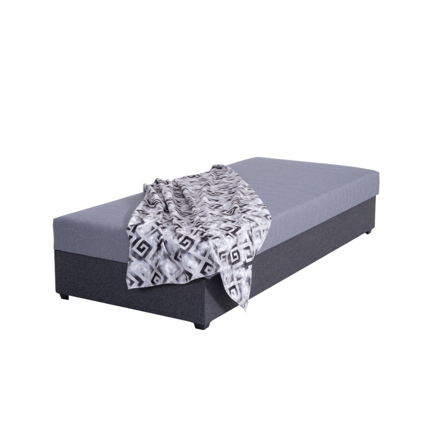 Обитая кушетка с местом для хранения JACOB XL, грузоподъемность 130 кг, 90x200 см, серая