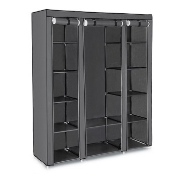 Тканевый шкаф для хранения MATIS 150x175 см, серый, с полками и штангой