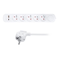 Удлинитель 3 м с выключателем, 5 розеток и USB-зарядкой A+C