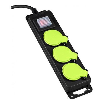 Удлинитель 3 м с выключателем и 3 розетками, защита IP44