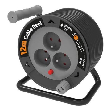 Удлинитель на катушке, 3 розетки, 12 м