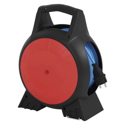 Удлинительный кабель на катушке 3 розетки 20 м красно-черный IP44