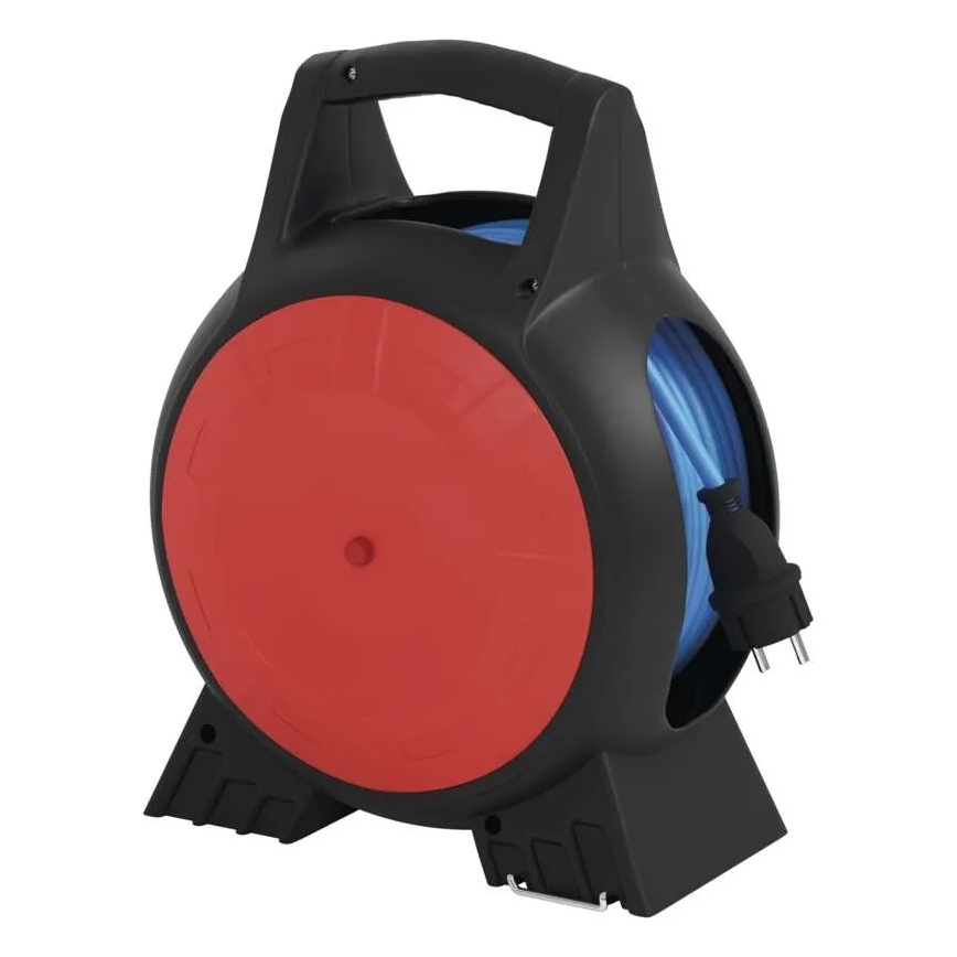 Удлинительный кабель на катушке 3 розетки 20 м красно-черный IP44