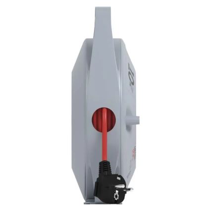 Удлинитель на катушке с 4 розетками, 10 м, серый/красный