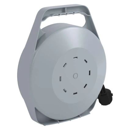 Удлинитель на катушке с 4 розетками, 10 м, серый/красный