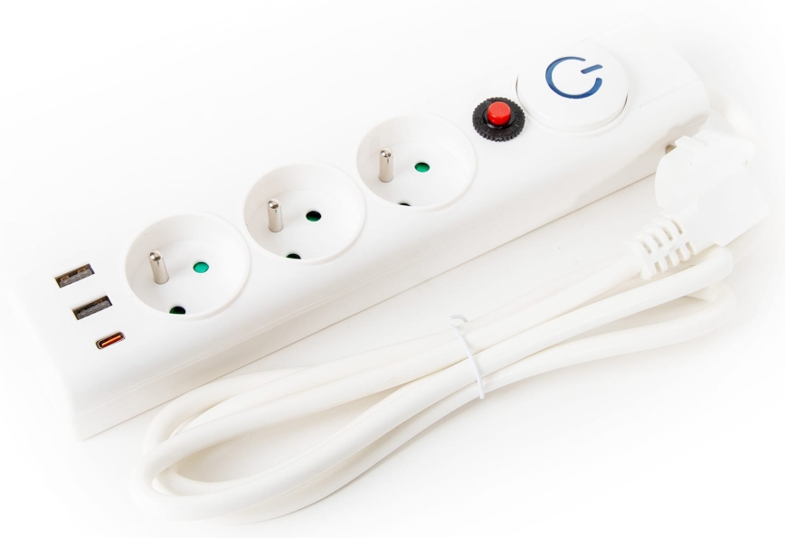 Удлинитель с выключателем 3Z Тип E + 2xUSB-A + 1xUSB-C 1,5 м