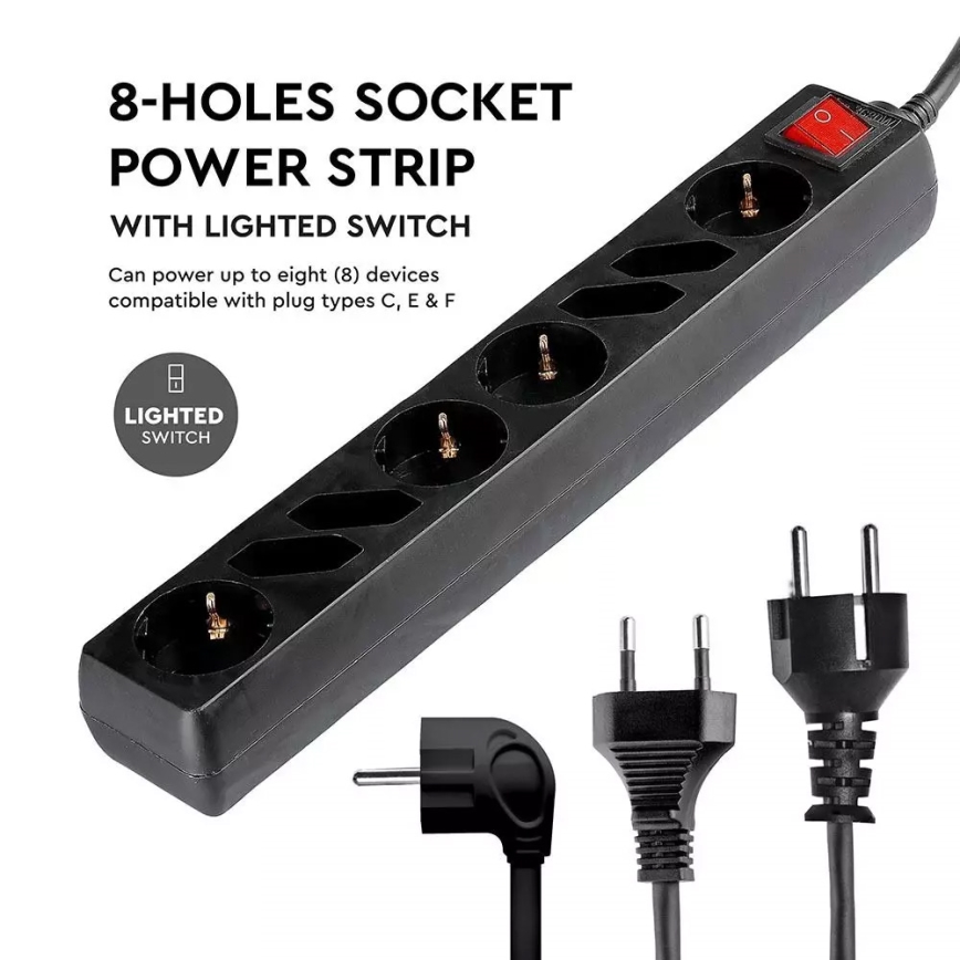 Удлинитель с выключателем SCHUKO 8Z 1,5 м