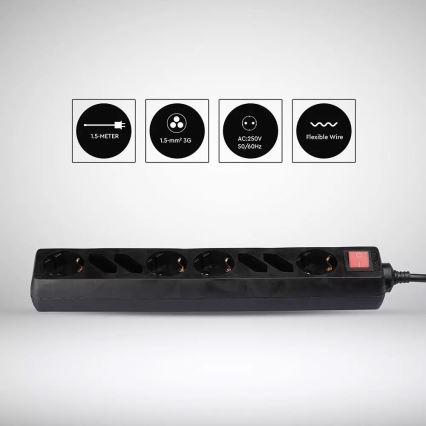 Удлинитель с выключателем SCHUKO 8Z 1,5 м