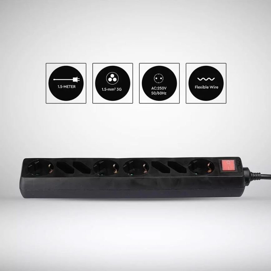 Удлинитель с выключателем SCHUKO 8Z 1,5 м