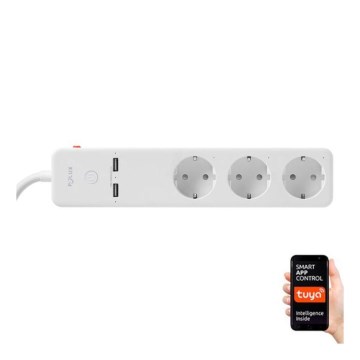 Удлинитель SMART с выключателем 1,5 м + 2xUSB/Wi-Fi Tuya SCHUKO