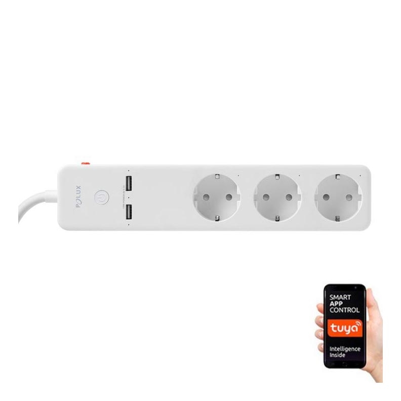 Удлинитель SMART с выключателем 1,5 м + 2xUSB/Wi-Fi Tuya SCHUKO