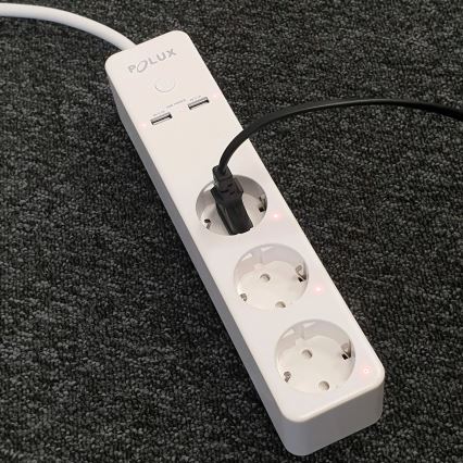 Удлинитель SMART с выключателем 1,5 м + 2xUSB/Wi-Fi Tuya SCHUKO