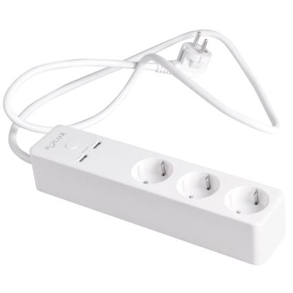Удлинитель SMART с выключателем 1,5 м + 2xUSB/Wi-Fi Tuya SCHUKO