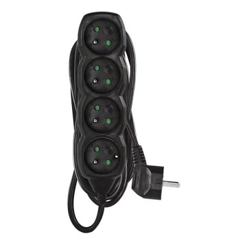 Удлинительный кабель 4 розетки 5 м черный