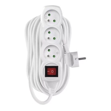 Удлинительный кабель с выключателем 3 розетки 10 м белый