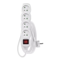 Удлинительный кабель с выключателем 4 розетки 3 м белый