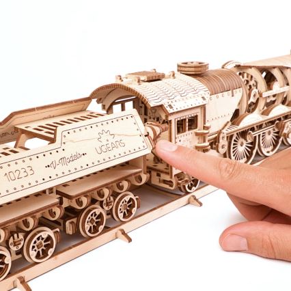 Ugears - 3D дерев'яний механічний пазл V-Express паровоз із тендером