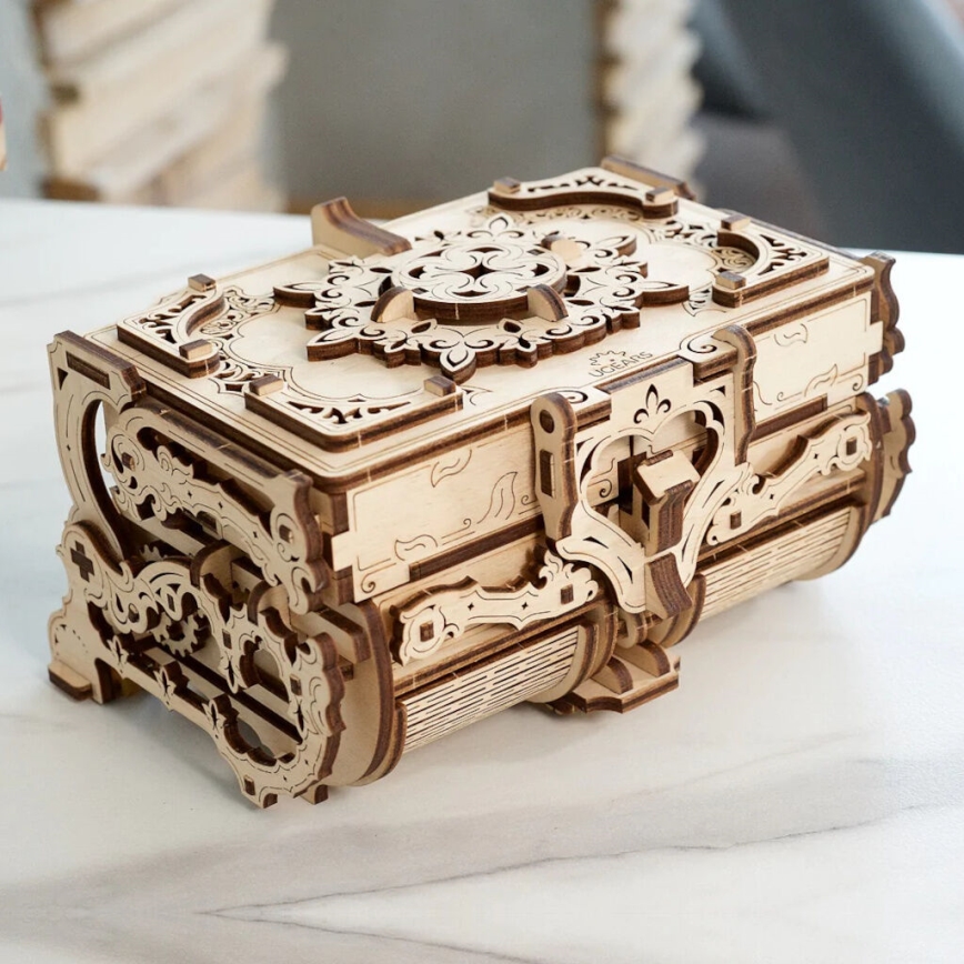 Ugears - 3D деревянная механическая головоломка Старинная шкатулка для драгоценностей