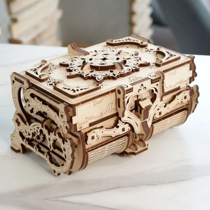 Ugears - 3D деревянная механическая головоломка Старинная шкатулка для драгоценностей
