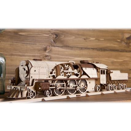 Ugears - Деревянная механическая 3D-головоломка V-Express паровоз с тендером