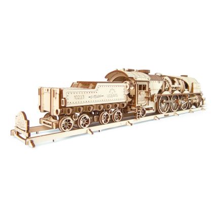 Ugears - Деревянная механическая 3D-головоломка V-Express паровоз с тендером