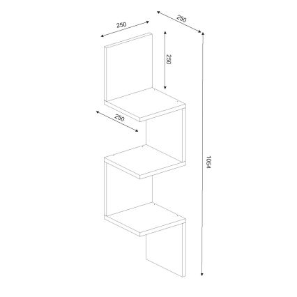 Угловая настенная полка CORNER 105,4x25 см белая