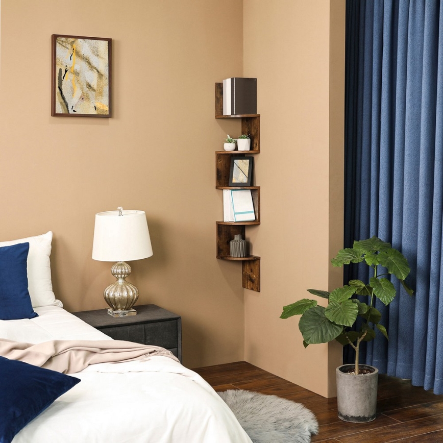 Угловая настенная полка SNAKE, коричневого цвета