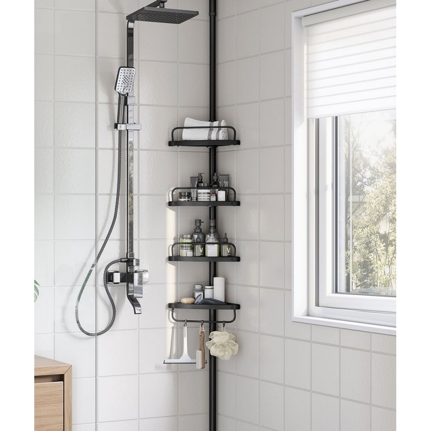 Угловая полка для ванной DEX, чёрная