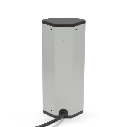Угловой блок розеток 3x230V + 2xUSB-A, черный/серебристый