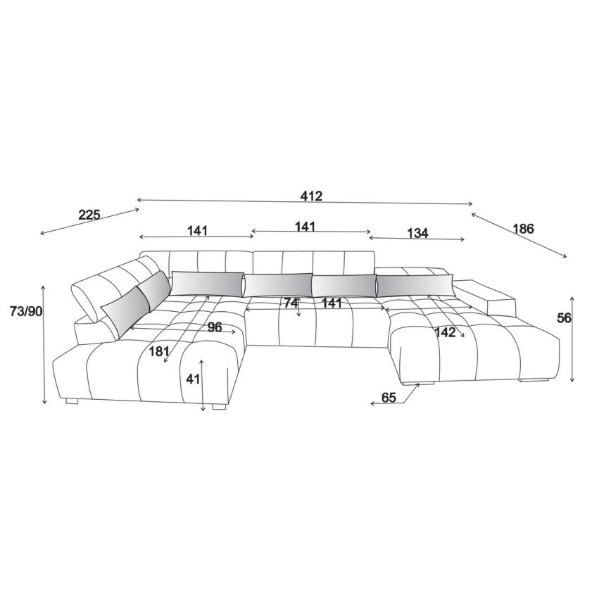 Угловой диван с подголовниками в форме буквы U TROPEA левый бежевый