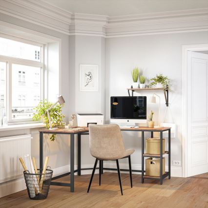 Угловой письменный стол SOLEA коричневый/черный