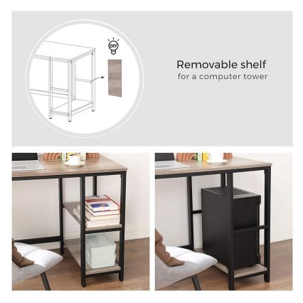 Угловой письменный стол SOLEA коричневый/чёрный