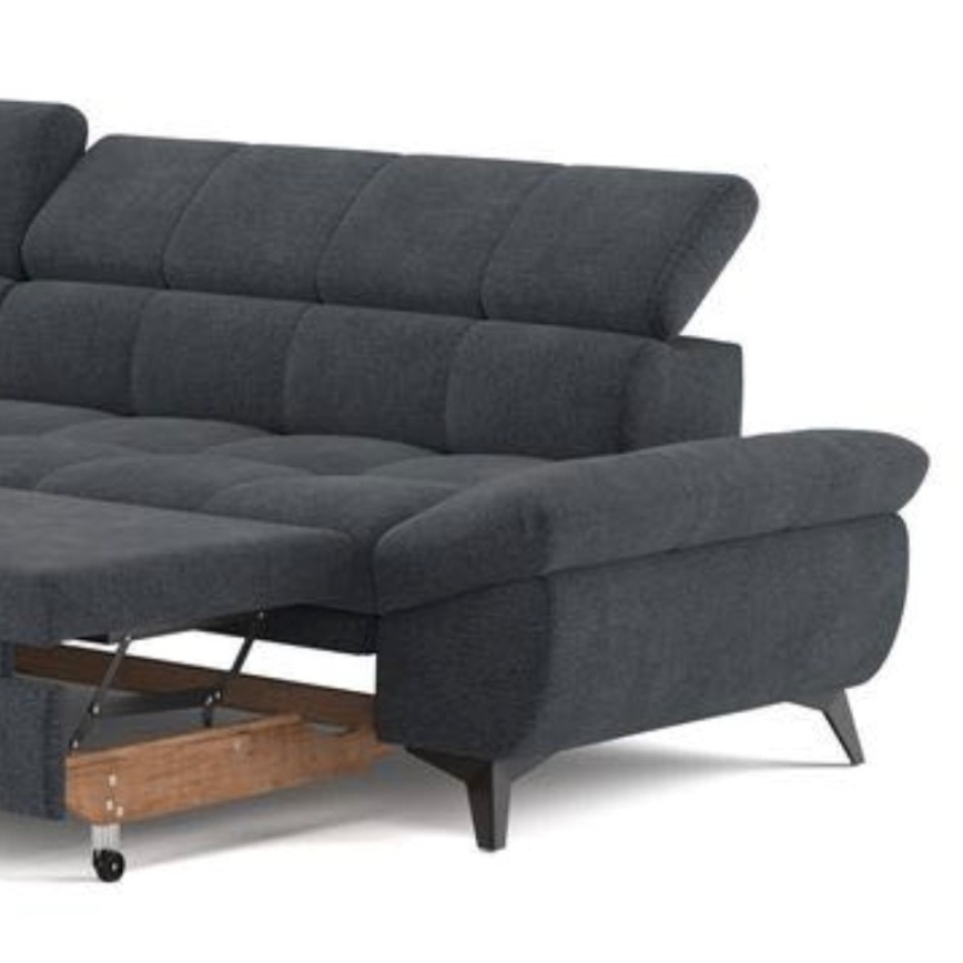 Раскладной угловой диван в форме буквы L MARANO левый черный