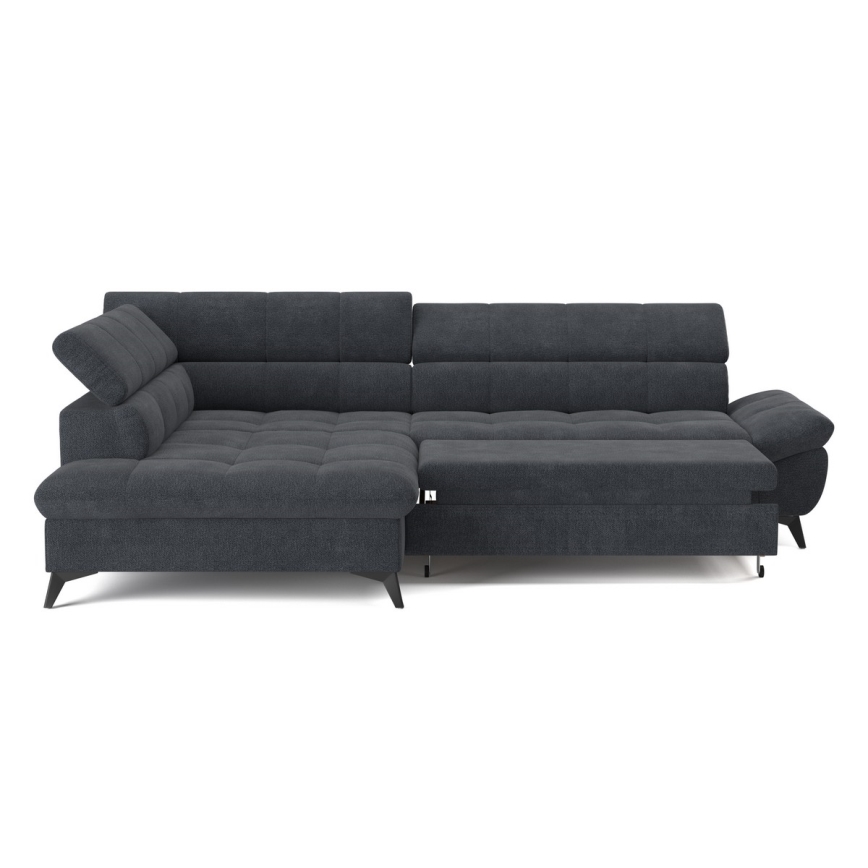 Раскладной угловой диван в форме буквы L MARANO левый черный